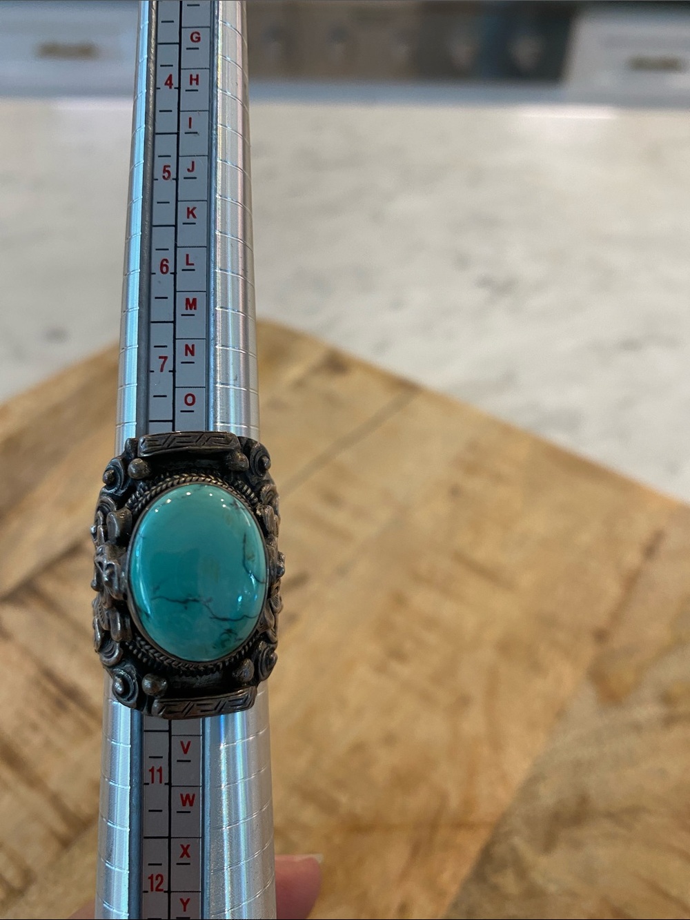 Tibetan Style Turquoise Sterling Silver Beautiful Statement Ring Size 9